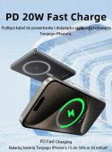 Powerbank indukcyjny 5000mAh MagSafe Fast Charging PD 20W Szary