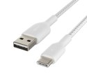 Kabel Braided USB-C USB-A 15cm biały