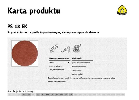 KLINGSPOR KRĄŻEK ŚCIERNY SAMOPRZYCZEPNY 125mm PS18EK gr.150 /50szt.