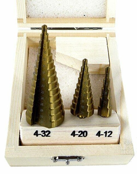 WIERTŁO STOPNIOWE KPL.3szt. /4-32mm