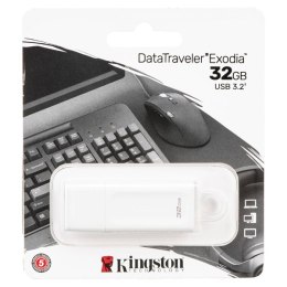 Kingston USB flash disk, USB 3.0, 32GB, DataTraveler Exodia, białe, DTX/32GB, USB A, z osłoną