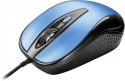 Mysz przewodowa USB , 4 przyciski, optyczna, symetryczna, Błękit