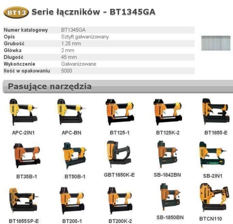 BOSTITCH SZTYFTY BT13 45mm 5000 szt.