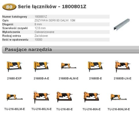 BOSTITCH ZSZYWKI 80 8mm 10 000 szt.