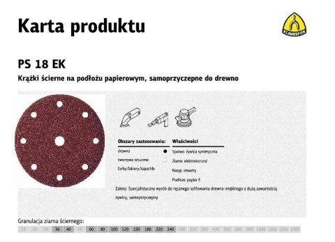 KLINGSPOR KRĄŻEK ŚCIERNY SAMOPRZYCZEPNY 150mm PS18EK gr.100 GLS1 /50szt.