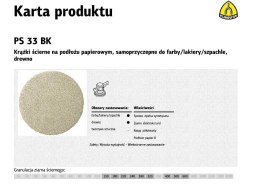 KLINGSPOR KRĄŻEK ŚCIERNY SAMOPRZYCZEPNY 225mm PS33BK gr.180 /50szt.