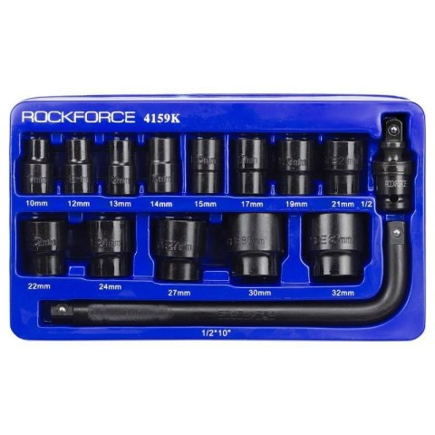 ROCKFORCE NASADKI UDAROWE kpl. 15el.1/2" 6-KĄT. (10-32mm)