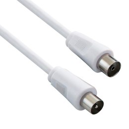 Kabel antenowy Coax (9,5mm) M - Coax (9,5mm) F, 2m, 75 Ohm, biały