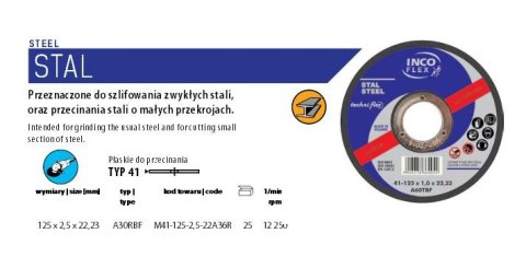 TARCZA METAL INCOFLEX 125*2,5