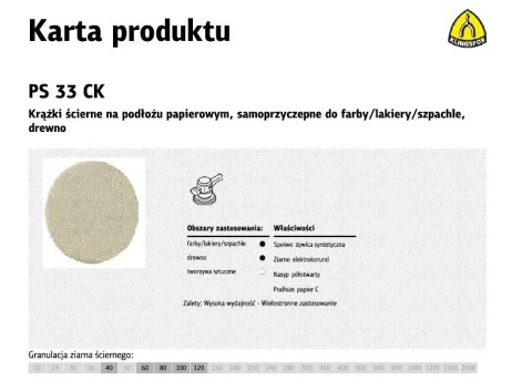 KLINGSPOR KRĄŻEK ŚCIERNY SAMOPRZYCZEPNY 225mm PS33CK gr.100 /50szt.