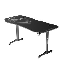 ULTRADESK Biurko dla gracza FRAG XXL BLACK, 160 x 75 cm, 75 cm, uchwyty na słuchawki i napoje, z podkładką XXL na cały pulpit