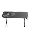 ULTRADESK Biurko dla gracza FRAG XXL BLACK, 160 x 75 cm, 75 cm, uchwyty na słuchawki i napoje, z podkładką XXL na cały pulpit