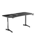 ULTRADESK Biurko dla gracza FRAG XXL BLACK, 160 x 75 cm, 75 cm, uchwyty na słuchawki i napoje, z podkładką XXL na cały pulpit