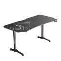 ULTRADESK Biurko dla gracza FRAG XXL BLACK, 160 x 75 cm, 75 cm, uchwyty na słuchawki i napoje, z podkładką XXL na cały pulpit