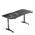 ULTRADESK Biurko dla gracza FRAG XXL BLACK, 160 x 75 cm, 75 cm, uchwyty na słuchawki i napoje, z podkładką XXL na cały pulpit