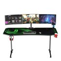 ULTRADESK Biurko dla gracza FRAG XXL GREEN, 160 x 75 cm, 75 cm, uchwyty na słuchawki i napoje, z podkładką XXL na cały pulpit