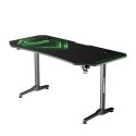 ULTRADESK Biurko dla gracza FRAG XXL GREEN, 160 x 75 cm, 75 cm, uchwyty na słuchawki i napoje, z podkładką XXL na cały pulpit