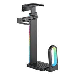 Ultradesk FLANK Uchwyt komputerowy pod blat biurka, RGB, czarna