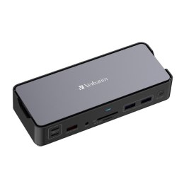 Stacja dokująca Verbatim, USB-C Pro, 15-port, 2x HDMI, RJ45, microSD, 2x USB-A 3.0, USB-C PD, szara