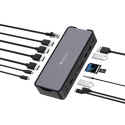 Stacja dokująca Verbatim, USB-C Pro, 15-port, 2x HDMI, RJ45, microSD, 2x USB-A 3.0, USB-C PD, szara