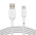 Kabel Braided USB-C USB-A 3m biały