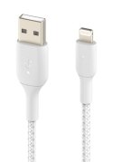 Kabel Braided USB- Lightning 1m biały