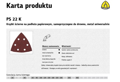 KLINGSPOR KRĄŻEK ŚCIERNY SAMOPRZYCZEPNY TRÓJKĄTNY 96mm PS22K gr.120 GLS15 /50szt.