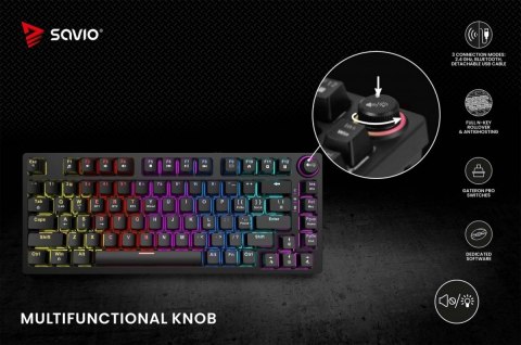 Klawiatura mechaniczna bezprzewodowa PHENIX Gateron Red Pro, ABS