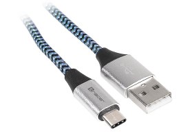 Kabel USB 2.0 Type-C A męski - C męski 1,0m czarno-niebieski