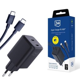 Ładowarka sieciowa 3mk Hyper Charger PD 45W+USB Cable C to C Black