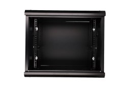 Szafka wisząca rack 9U 600x450 czarna szklane drzwi