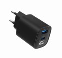 Ładowarka GaN 1xUSB-A 1xUSB-C LCD 30W PD QC3.0 czarna