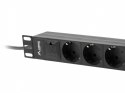 Listwa zasilająca Rack PDU 10 cali 1U 3x Schuko 2m 10A czarna C14