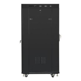 Szafa rack stojąca 19 cali 27U 800x1200 czarna drzwi szklane LCD FLAT PACK