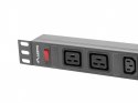 Listwa zasilająca Rack PDU 19 cali 1U 16A 2X C19 8X IEC C13 czarny C20