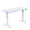 ULTRADESK Biurko dla gracza IRON WHITE, 132,5x60,5 cm, 71-81 cm, mechaniczna regulacja wysokości