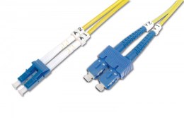 Patch cord światłowodowy FO LC/SC, duplex, SM 9/125, OS2, LSOH, 1m, żółty