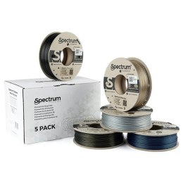 Spectrum 3D filament, PLA Glitter, 1,75mm, 5x250g, 80753, mix Aurora Gold, Volcano Grey, Silver Metallic, Clear Gold, Stardust B