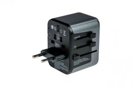 Adapter podróżny UTA-03 49545 180 krajów, ładowarka PD 30W, QC 3.0 3x USB-C , 2x USB-A