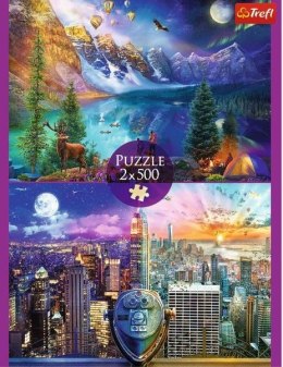 Puzzle 2x500 elementów Wycieczka po Ameryce