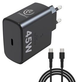 Zasilacz PD45W USB-C uniwersalny do notebooków, smartphonów, tabletów, power banków i innych urządzeń z gniazdem zasilającym USB