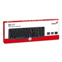 Genius KB-117 COPILOT, klawiatura CZ/SK, klasyczna, wodoodporny rodzaj przewodowa (USB), czarna, nie