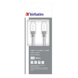 Verbatim USB kabel (3.1), USB C (M) - USB C (M), 0.3m, srebrny, box, 48867