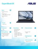 Notebook ExpertBook B1 B1402CVA-EB1301X - i5-1335U/16GB/512GB/14 FHD/Win 11 PRO/3YRS