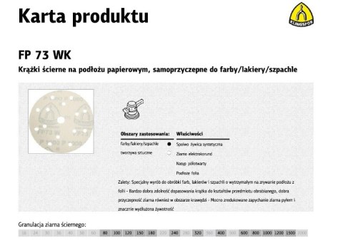 KLINGSPOR KRĄŻEK ŚCIERNY SAMOPRZYCZEPNY 150mm FP73WK GLS47 gr.1200 /100szt.