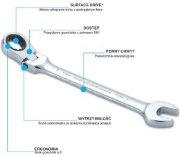 SATA KLUCZ PŁASKO-OCZKOWY 17mm Z GRZECHOTKĄ ŁAMANY