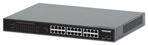 Switch niezarządzalny Intellinet 24x 10/100/1000 Mbps PoE+ 370W + 2x SFP Rack 19", manual VLAN