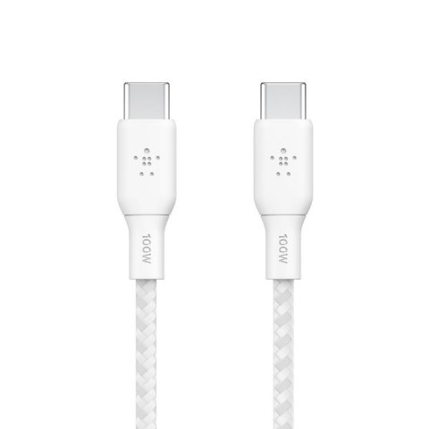 Kabel w oplocie USB-C do USB-C 100W 2m biały