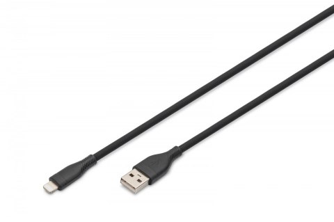 Kabel zasilający silikonowy USB-A - Lightning, USB 2.0 12W, certyfikat MFI, 1m Czarny