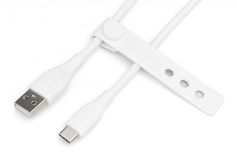 Kabel połączeniowy silikonowy USB-A - USB-C, USB 2.0 60W, 1m Biały
